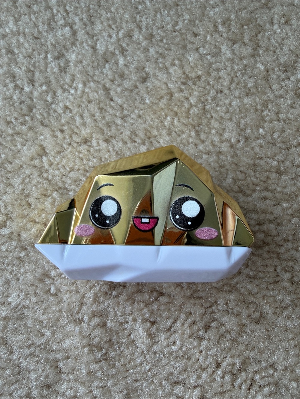 Lanky box Cute Gold & White Kawaii Face Trinket